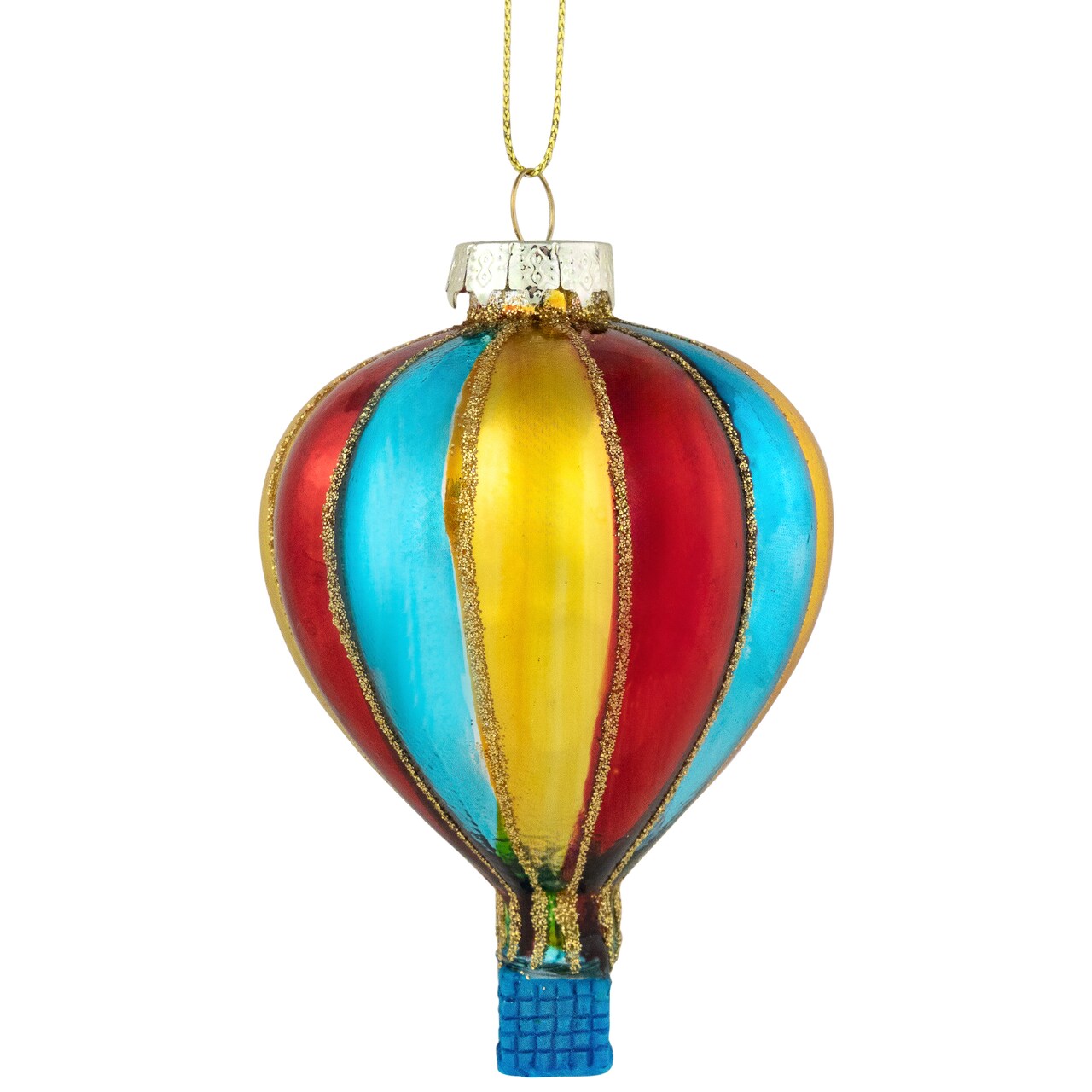 Northlight 3.75" Shiny Multicolor Hot Air Balloon Glass Christmas Hanging Ornament